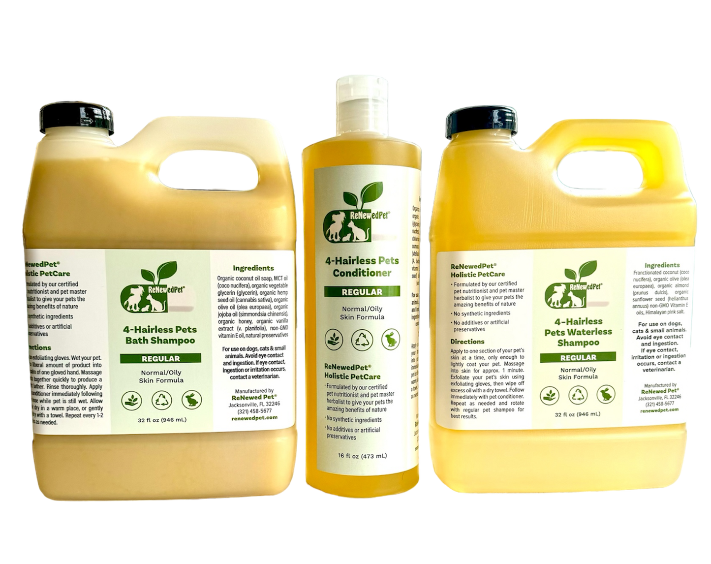 KIT DE CHAMPÚ REGULAR, CHAMPÚ SIN AGUA Y ACONDICIONADOR PARA MASCOTAS SIN PELO 4