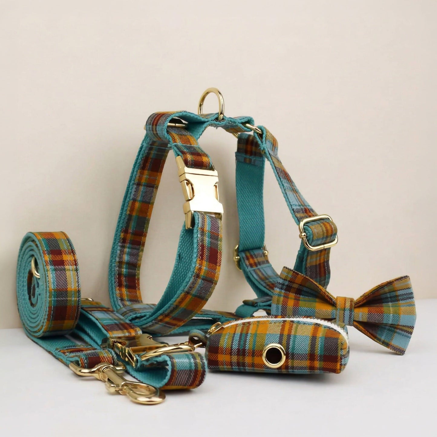 Ensemble classique personnalisé à carreaux bleu automne
