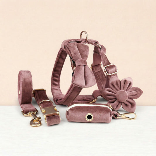 Ensemble classique personnalisé en velours rose poudré