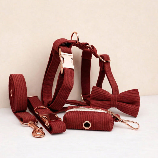 Ensemble classique personnalisé en velours côtelé rouge foncé