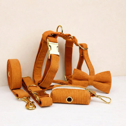 Ensemble classique en velours côtelé orange personnalisé