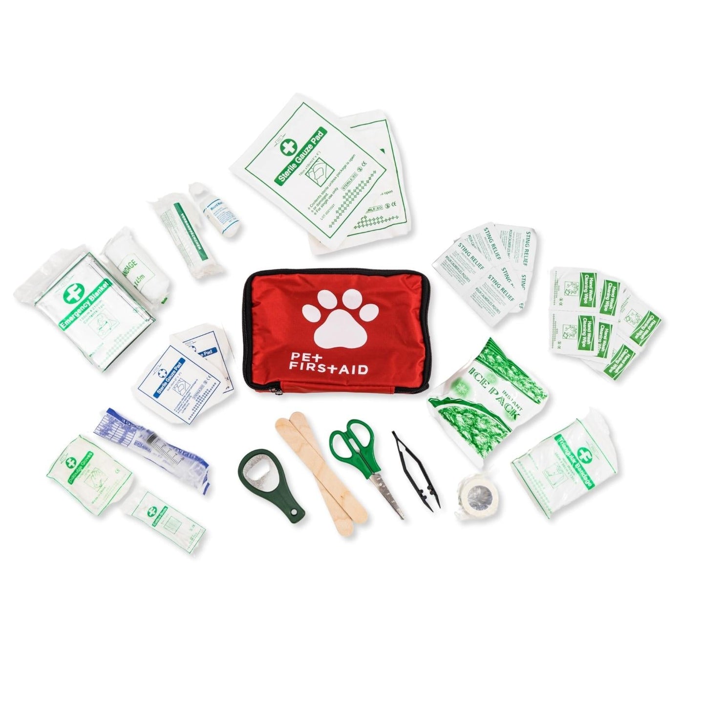 Kit completo de primeros auxilios para mascotas de 40 piezas para emergencias, seguridad y aventuras.