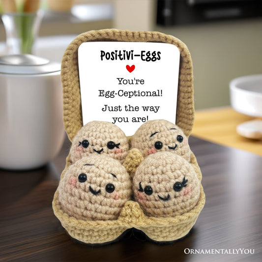 Muñeca de apoyo de crochet con forma de huevo de positividad: un regalo de ánimo para niños y adultos.