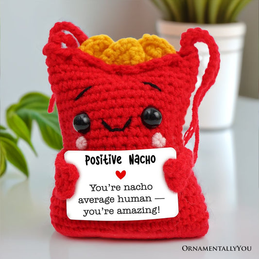 Muñeca de apoyo de crochet "Positivity Nachos", regalo de ánimo para niños y adultos