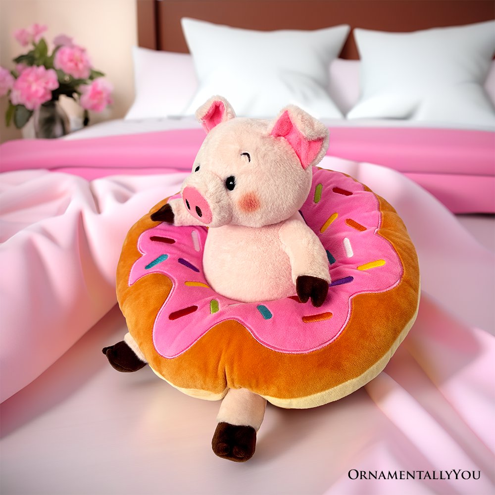 Ollie Oinker, el cerdo de peluche, adorable animal de peluche con forma de dona de 30 cm para regalar a niños.