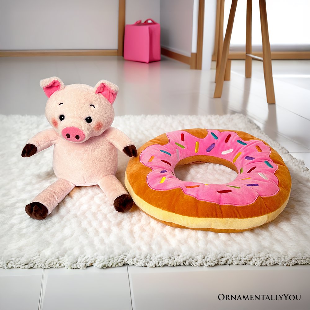 Ollie Oinker, el cerdo de peluche, adorable animal de peluche con forma de dona de 30 cm para regalar a niños.