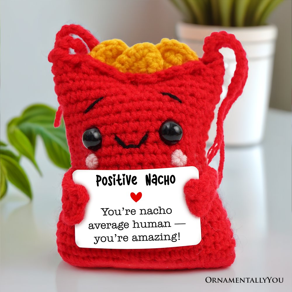 Muñeca de apoyo de crochet "Positivity Nachos", regalo de ánimo para niños y adultos