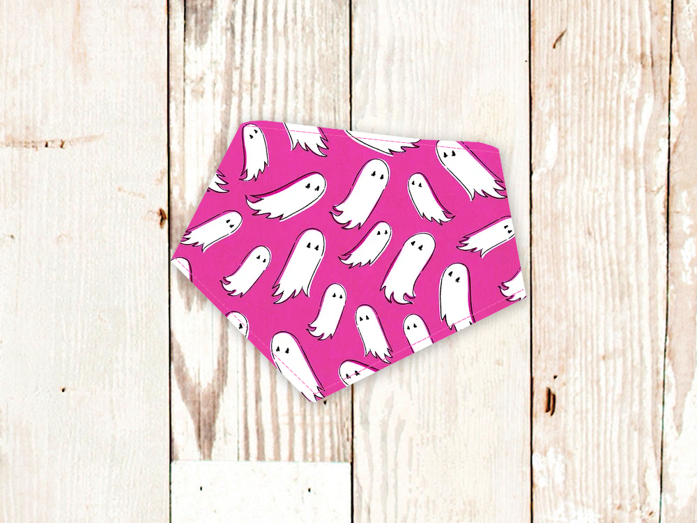 Bandana para perro de Halloween "Fantasmas fucsias"
