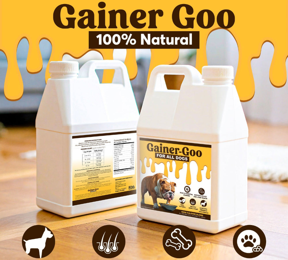 1 galón de Gainer-GOO (para todas las razas) Ganador de peso líquido con alto contenido calórico (128 oz)