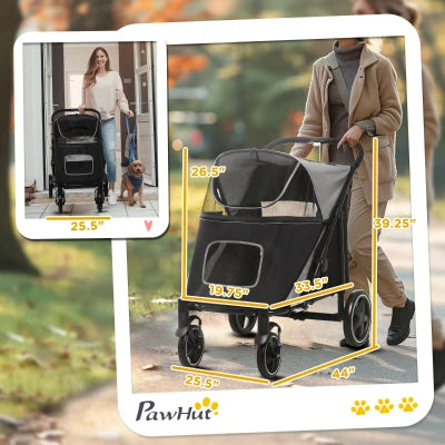 Cochecito plegable de un solo clic para perros grandes, medianos y pequeños, mascotas y gatos con almacenamiento.