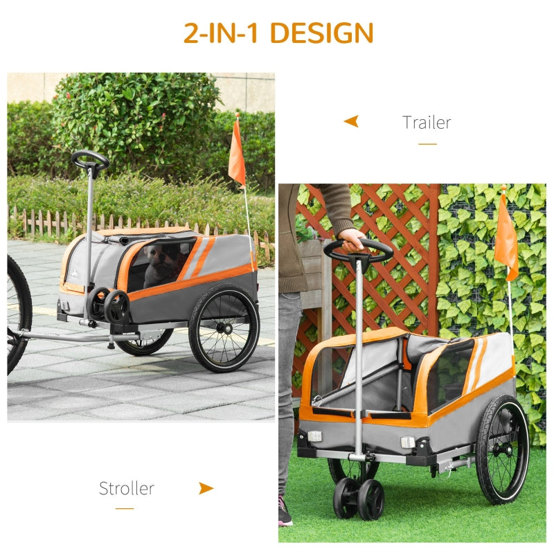 Remolque de bicicleta para mascotas, cochecito de viaje 2 en 1 