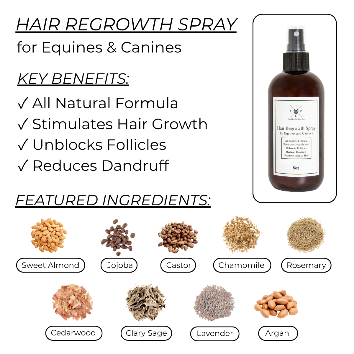 Spray para el crecimiento del pelo de perros y caballos