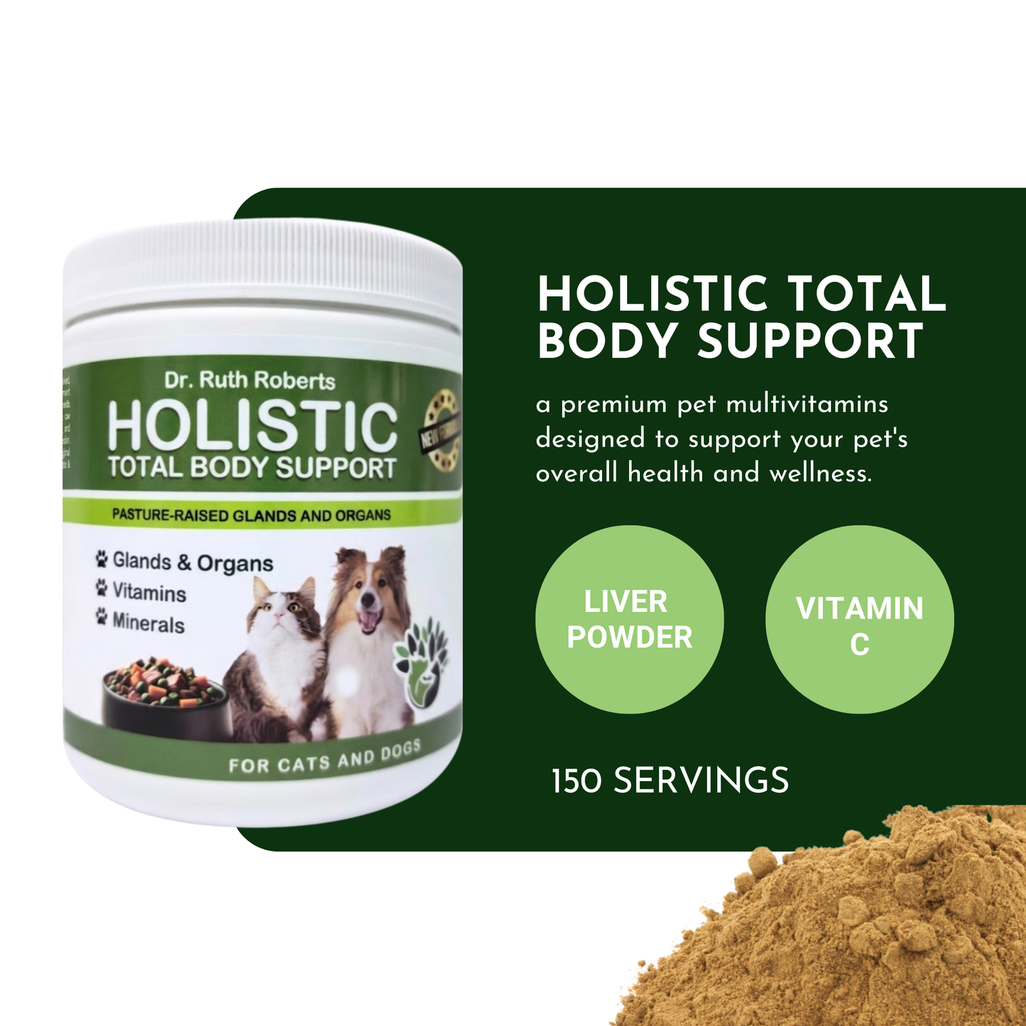 Apoyo holístico para todo el cuerpo: multivitamínico y apoyo glandular para perros y gatos