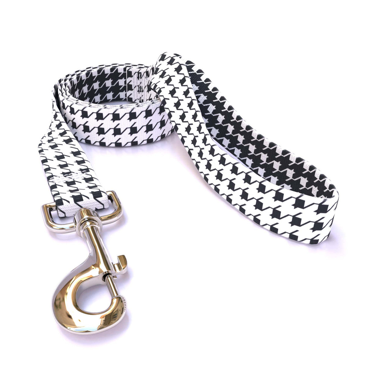Laisse pour chien à motif pied-de-poule blanc et noir