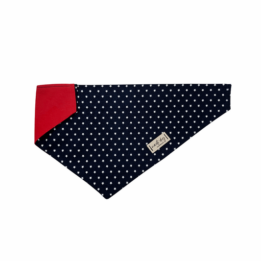 Bandana pour chien à enfiler par le collier, motif étoile américaine patriotique et indépendance, bleu marine