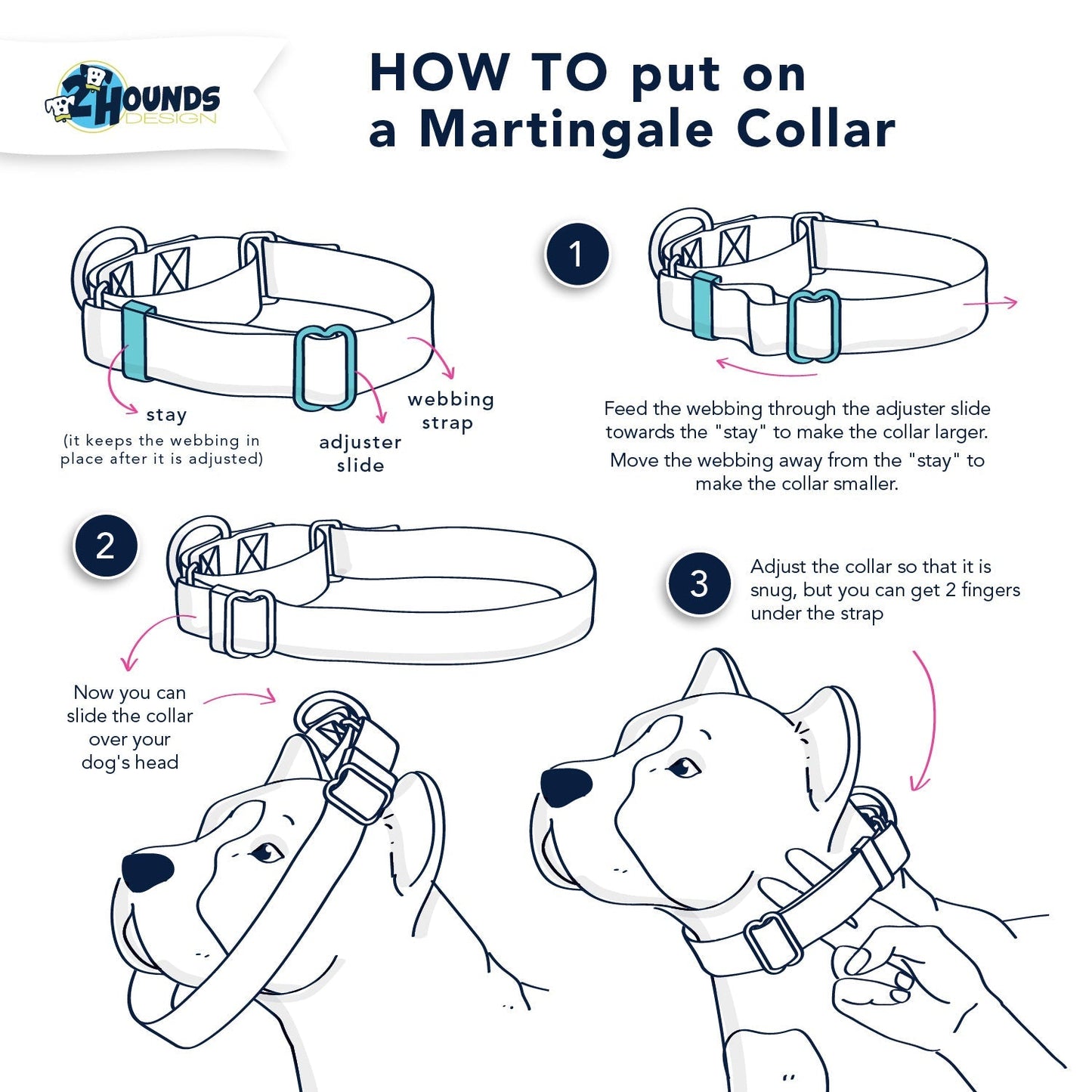 Collar de nailon para perro azul marino de 5/8″ y 1″