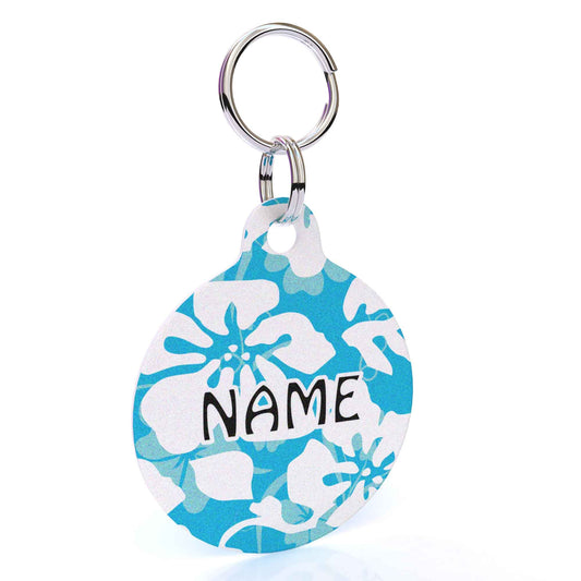 Médaille d'identification pour chien Island Floral Blue HD