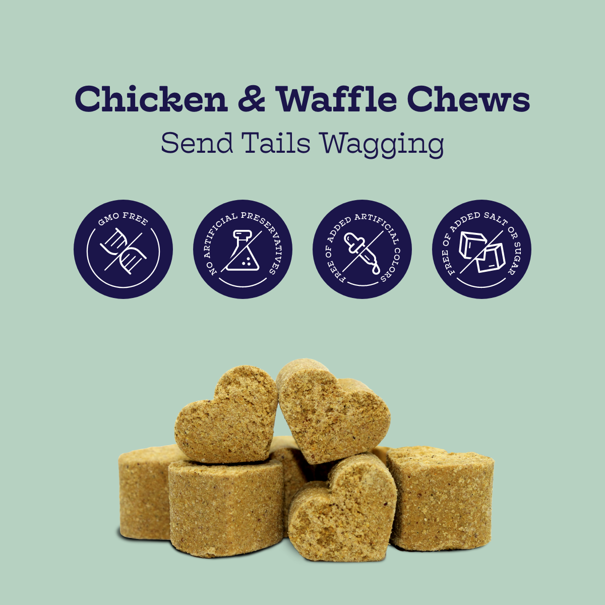 Masticables de pollo y waffles