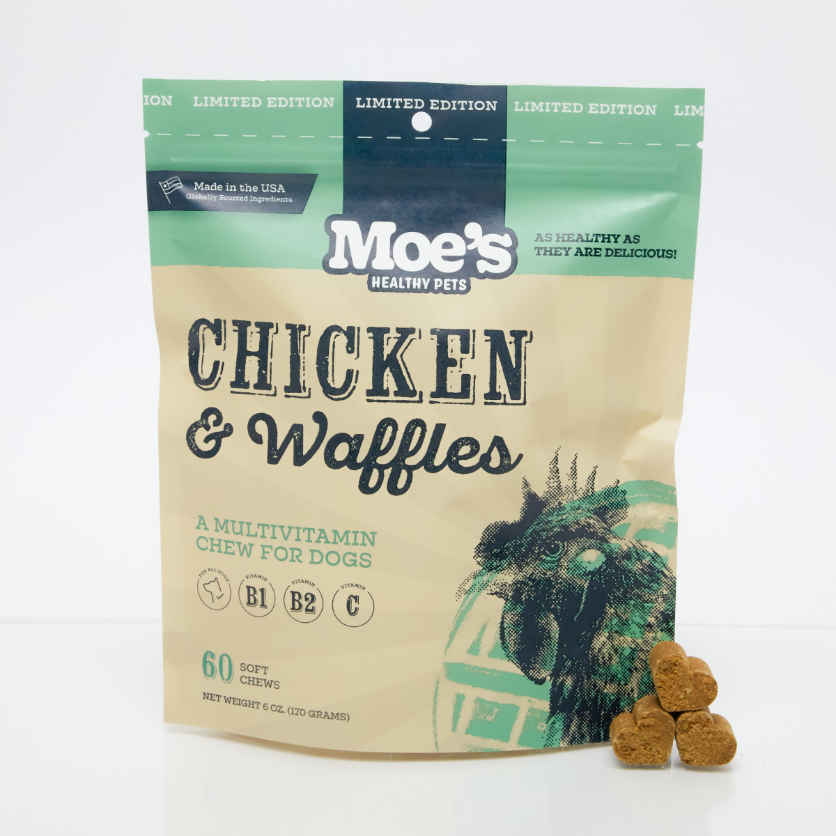 Masticables de pollo y waffles