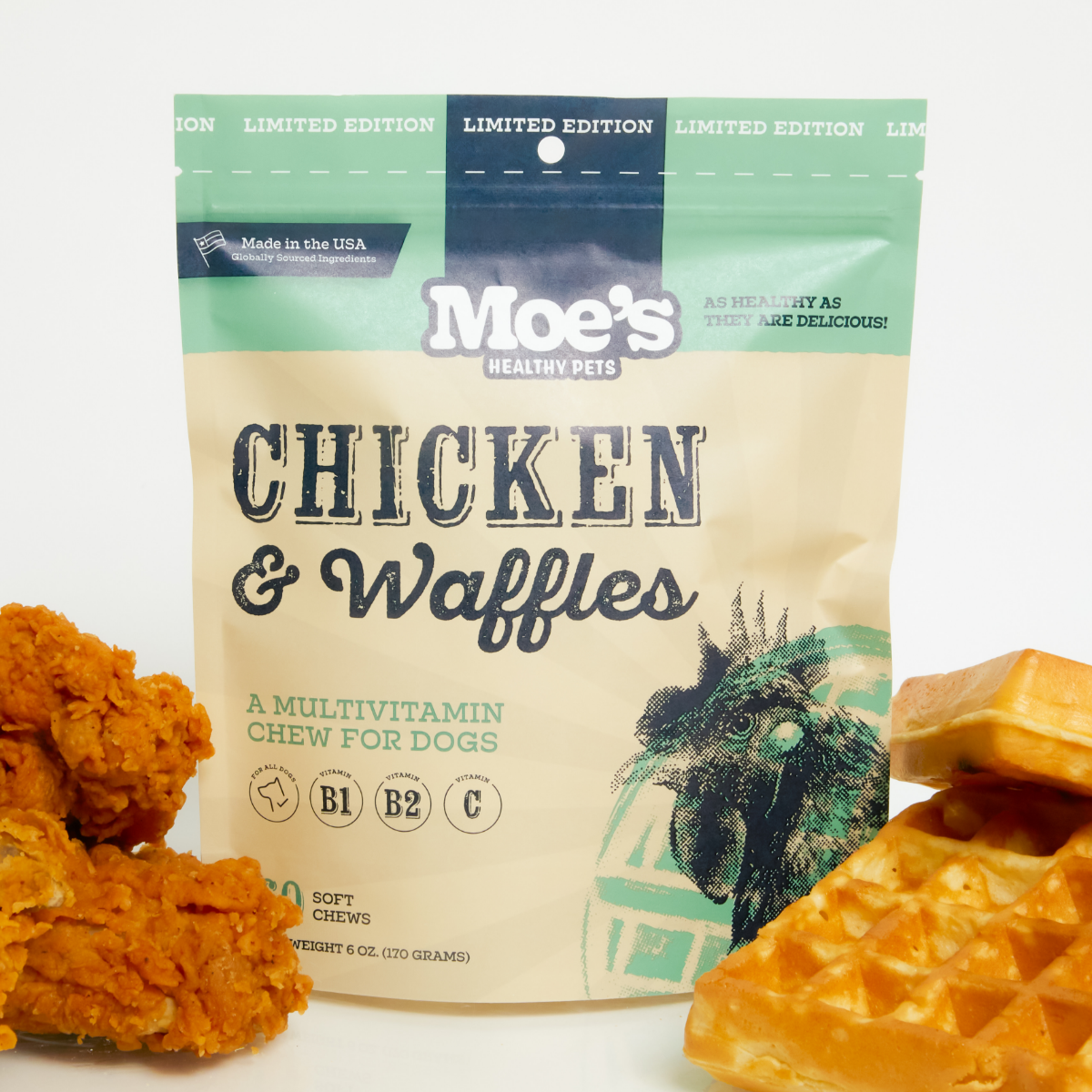 Masticables de pollo y waffles