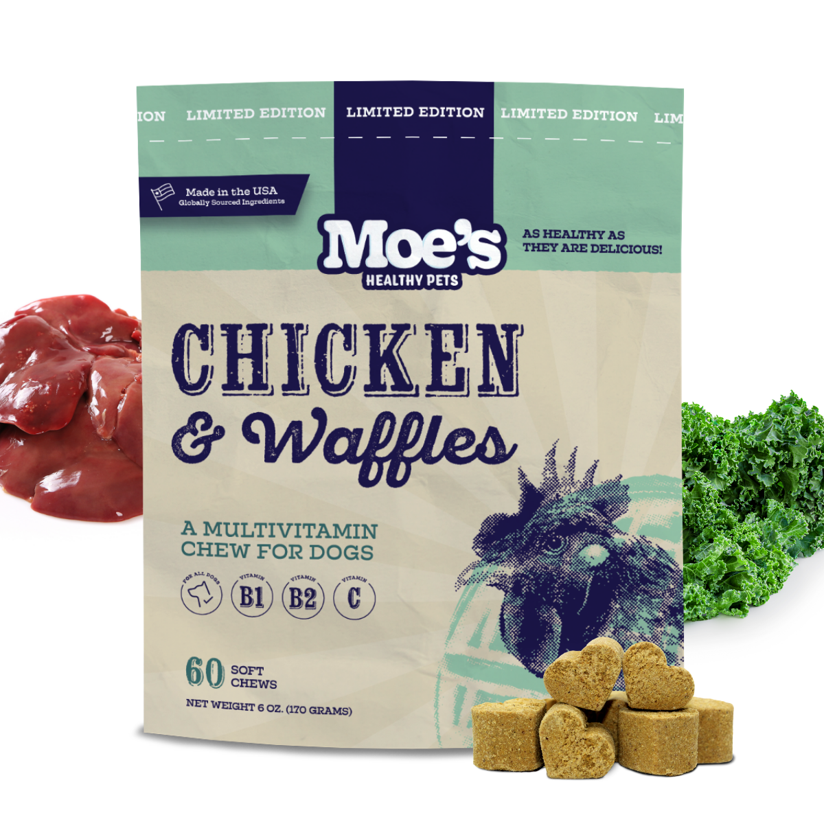 Masticables de pollo y waffles