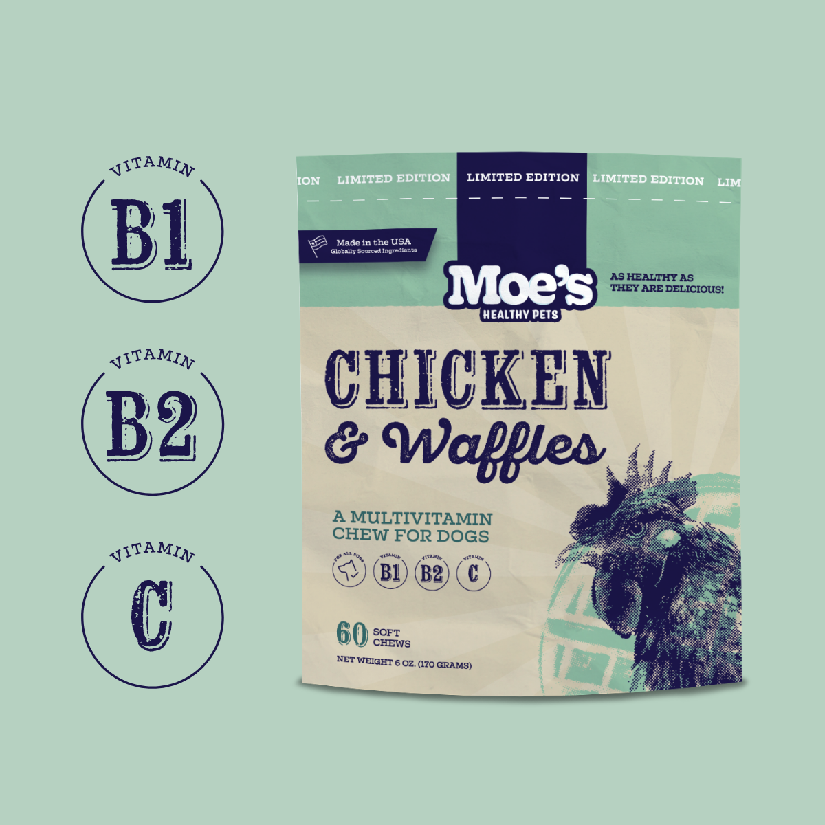 Masticables de pollo y waffles