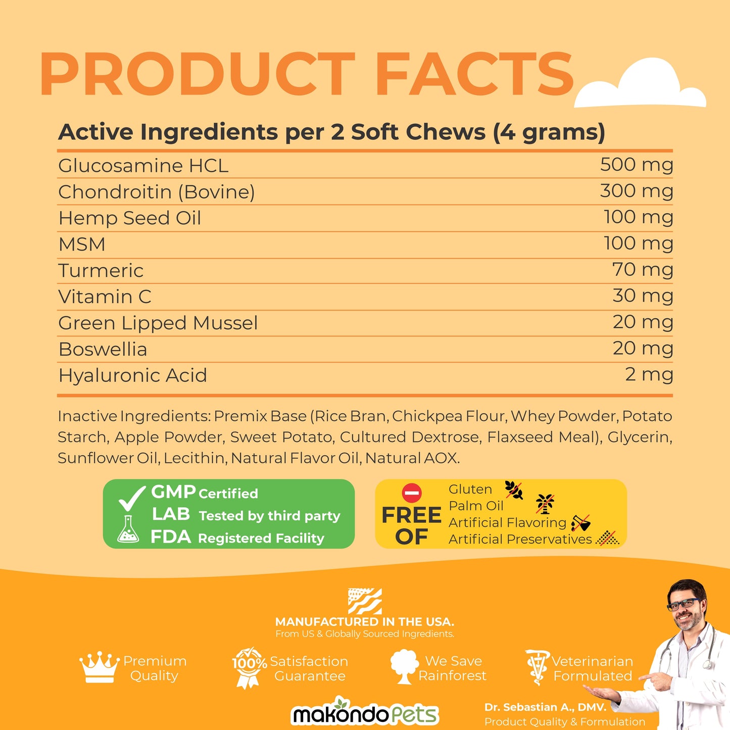 Glucosamina para perros - 120 comprimidos masticables blandos