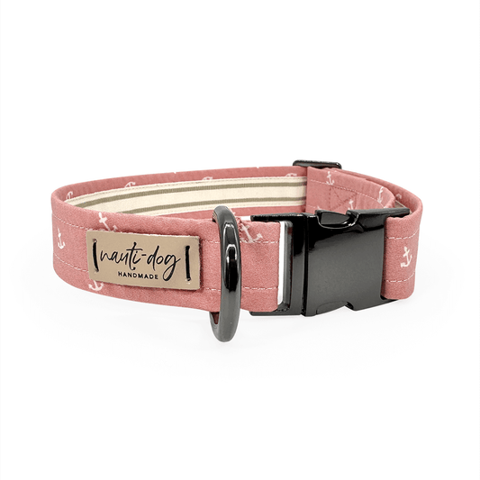 Collier pour chien Nauti Rose rose girly avec boucle ancre et martingale