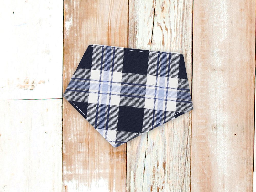 Bandana para perro "FRANELA a cuadros azul marino/blanco"