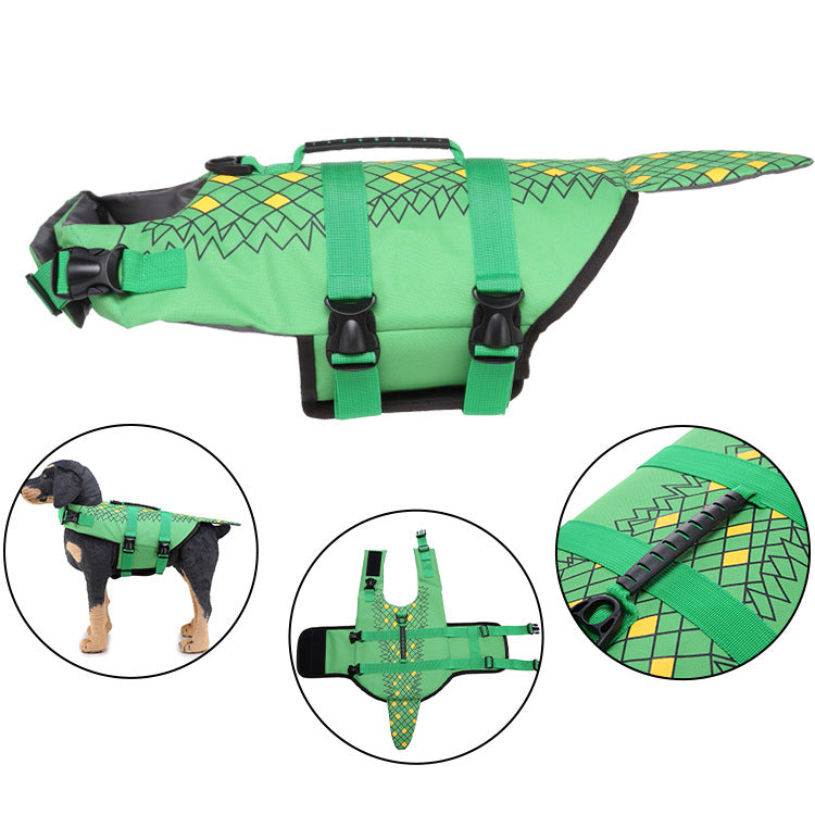 Adjustable Dog Life Jacket Swim Vest in Green Pink Blue or Red