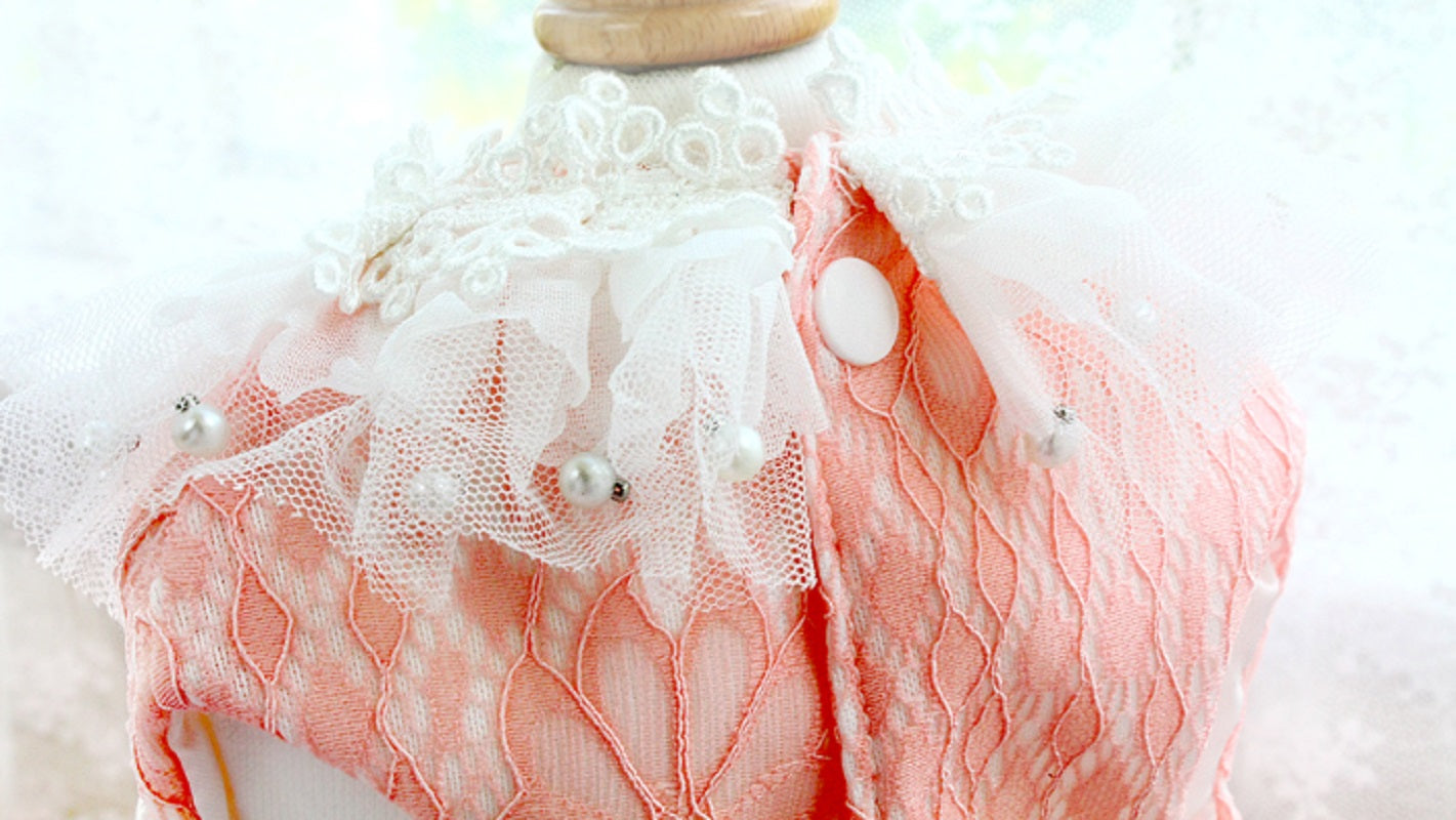 Blush Sakura Princess Dog Dress – Luxury Pink Floral Wedding Gown with Long Train