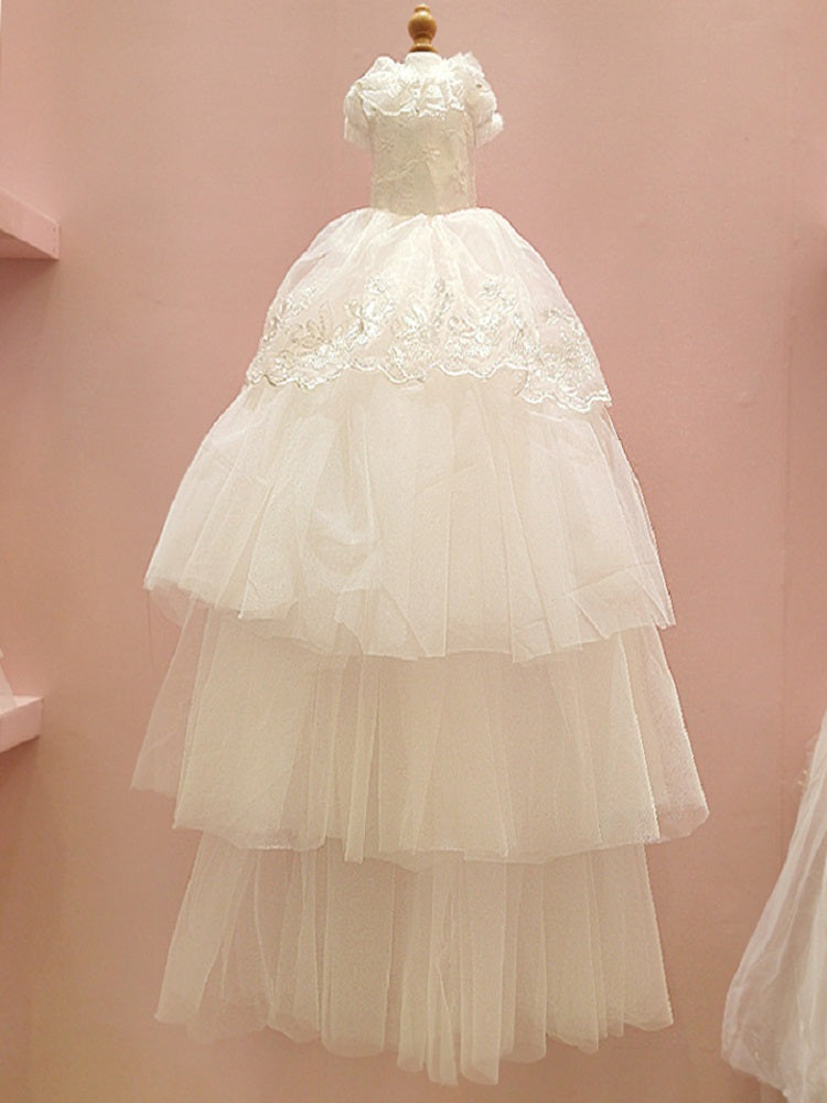 Handmade Ivory Angel Bridal Dog Dress – Luxury Long Train Wedding Gown for Dogs
