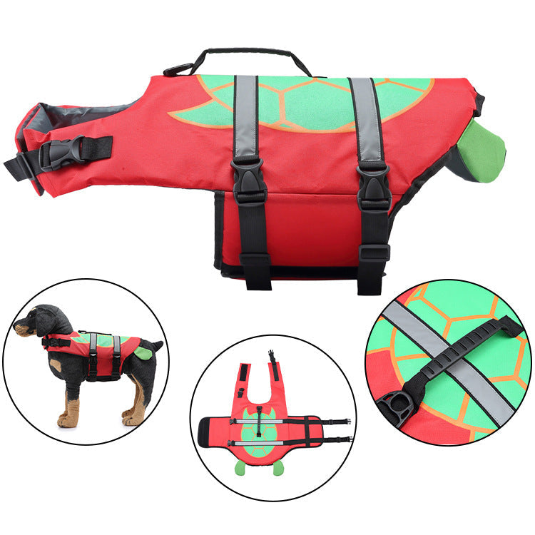 Adjustable Dog Life Jacket Swim Vest in Green Pink Blue or Red