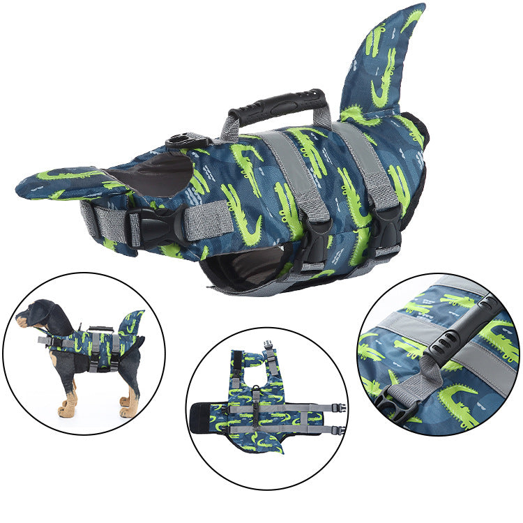 Adjustable Dog Life Jacket Swim Vest in Green Pink Blue or Red