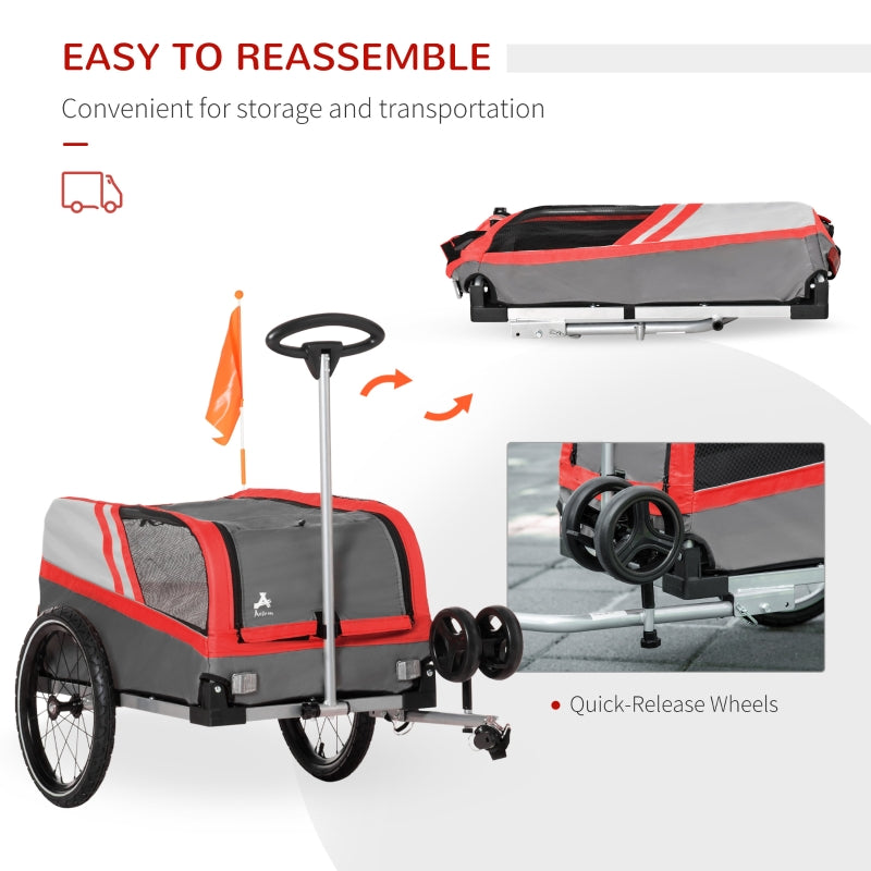 Remolque de bicicleta para mascotas, cochecito de viaje 2 en 1 