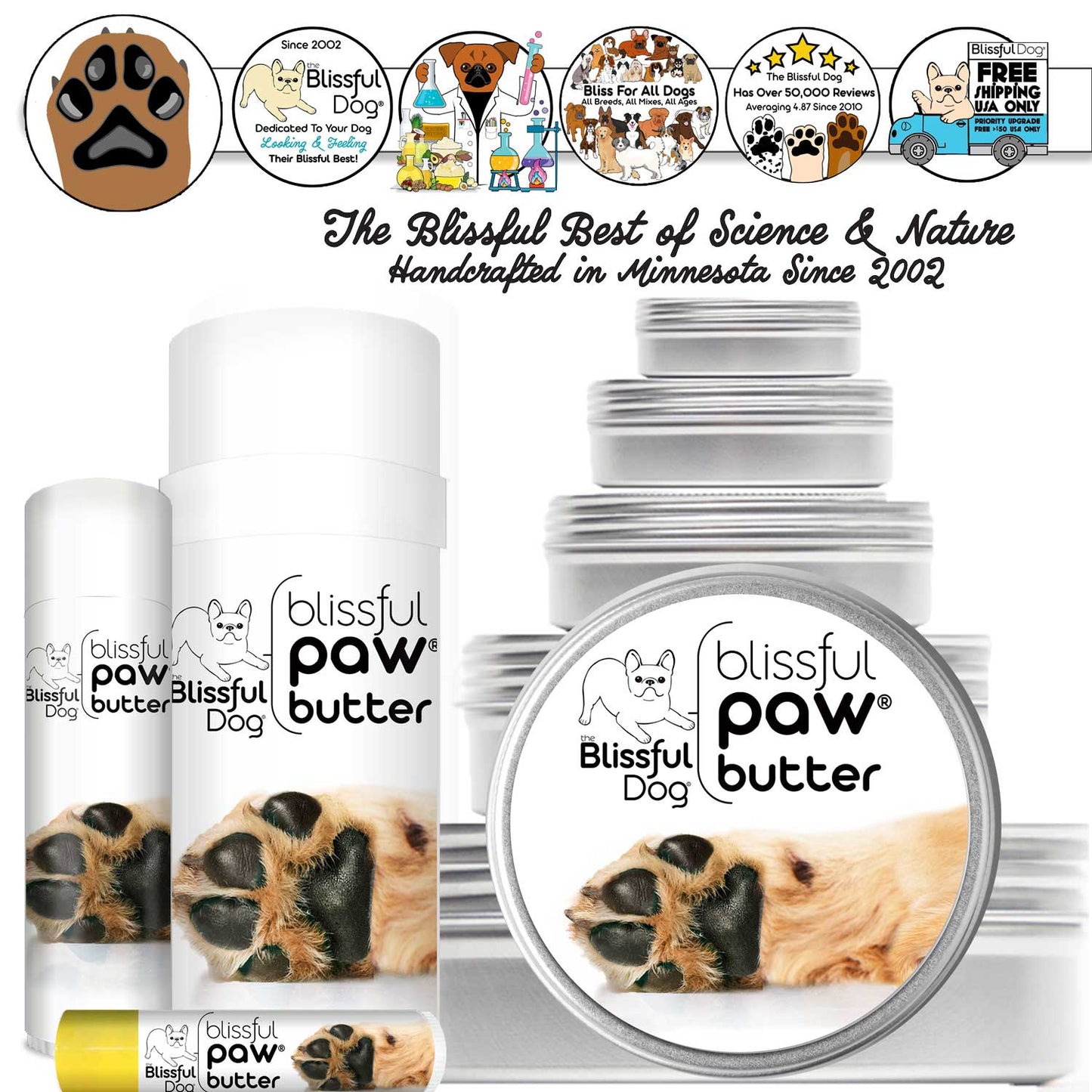 Baume pour pattes Blissful Paw® : Hydrate les coussinets rugueux et secs