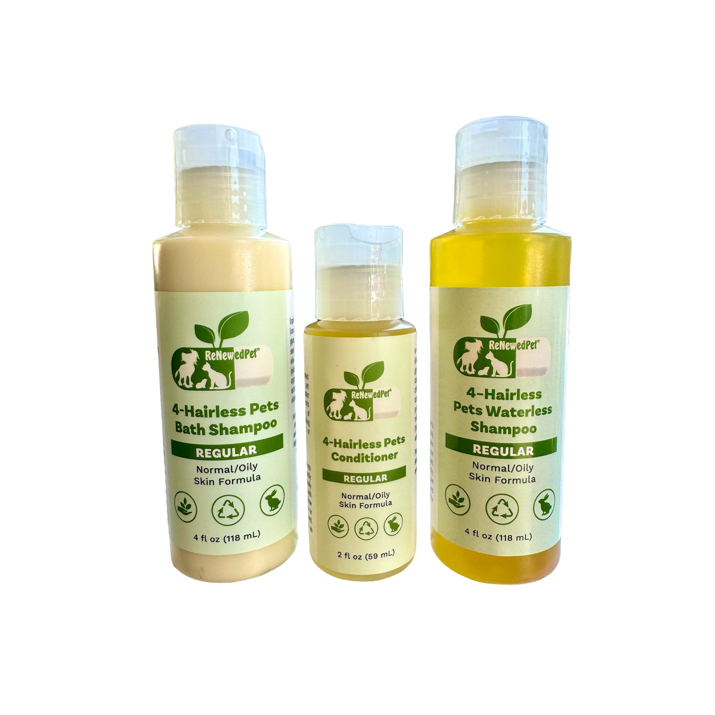 KIT DE CHAMPÚ REGULAR, CHAMPÚ SIN AGUA Y ACONDICIONADOR PARA MASCOTAS SIN PELO 4