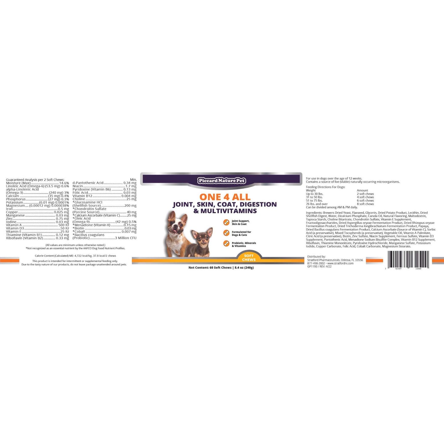 PiccardNaturePets One 4 All Supplement 60ct Soft Chews