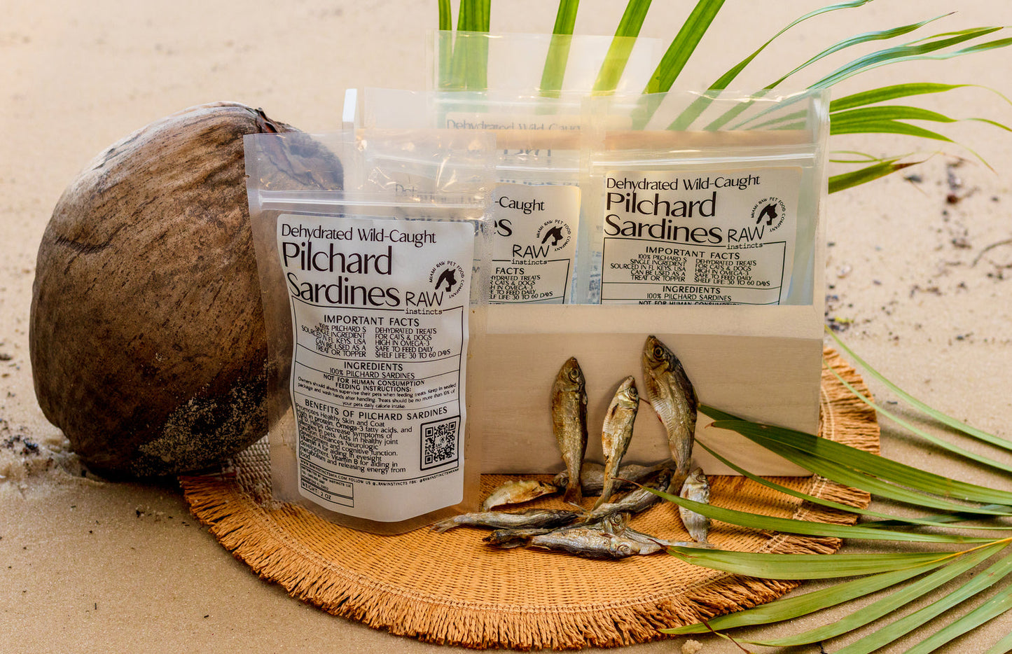 Sardinas deshidratadas de pesca silvestre para perros y gatos — 100 % de un solo ingrediente | Raw Instincts Florida | 56 g