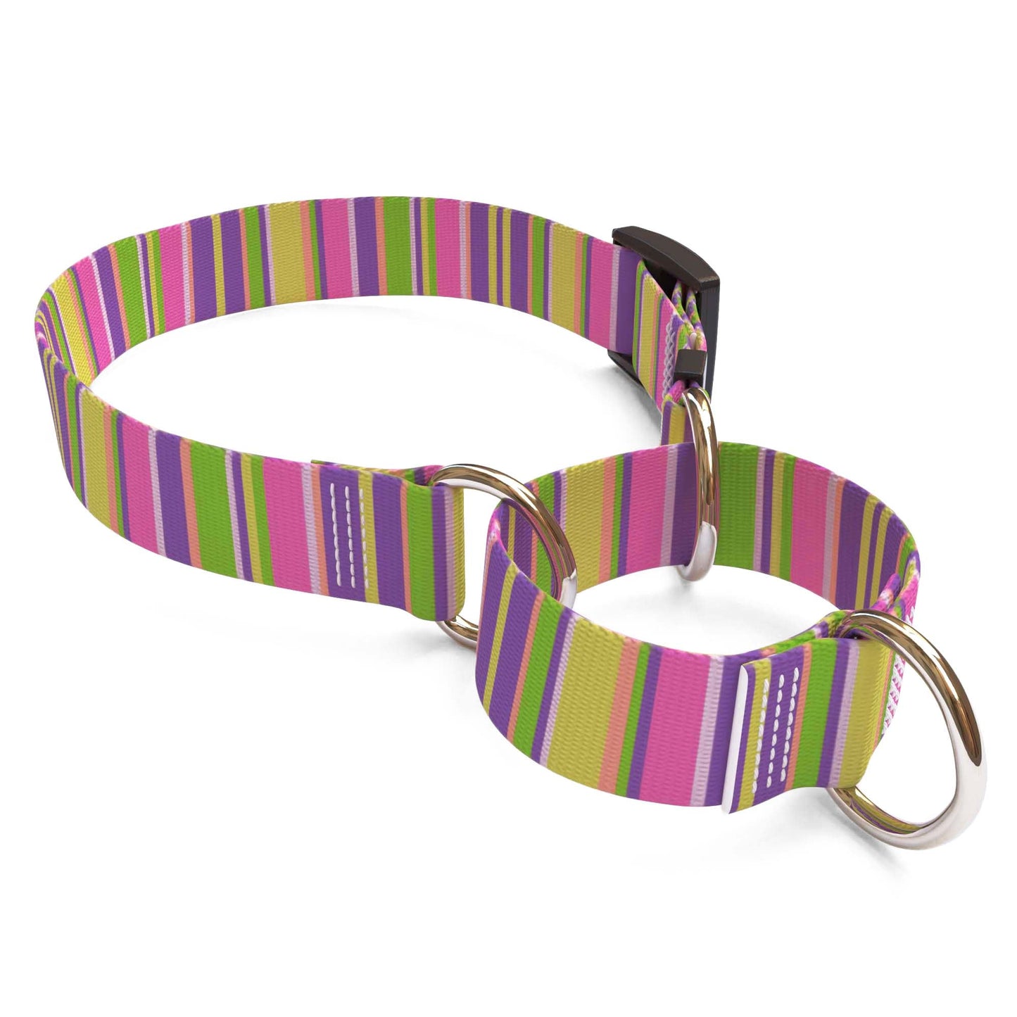 Collar de perro con rayas rosas