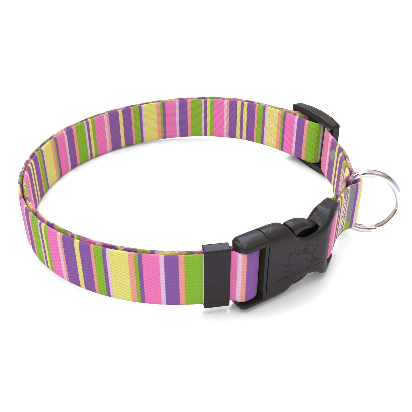 Collar de perro con rayas rosas