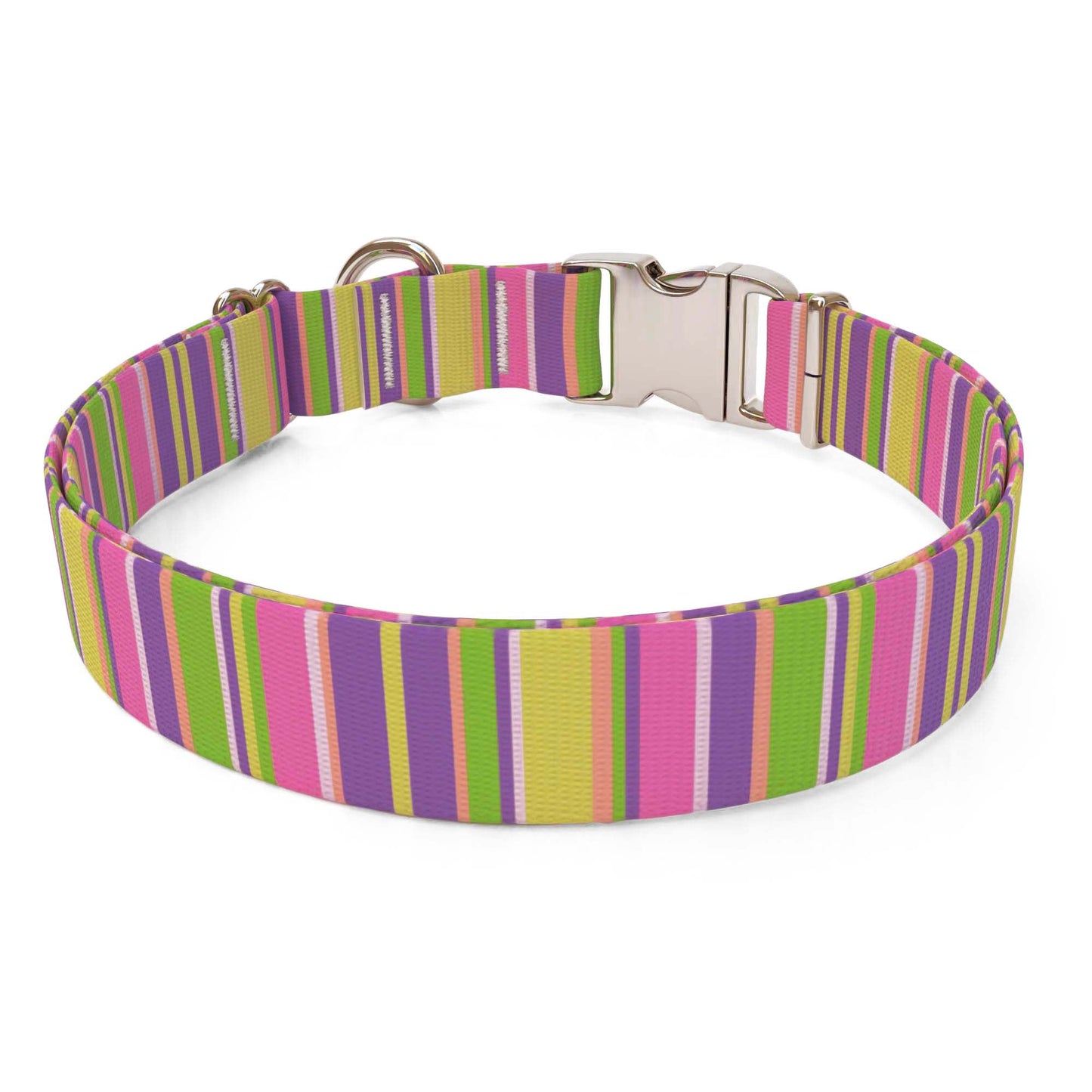 Collar de perro con rayas rosas