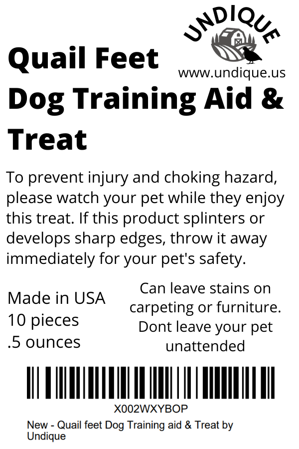 Ayuda y golosina para el entrenamiento de perros con patas de codorniz