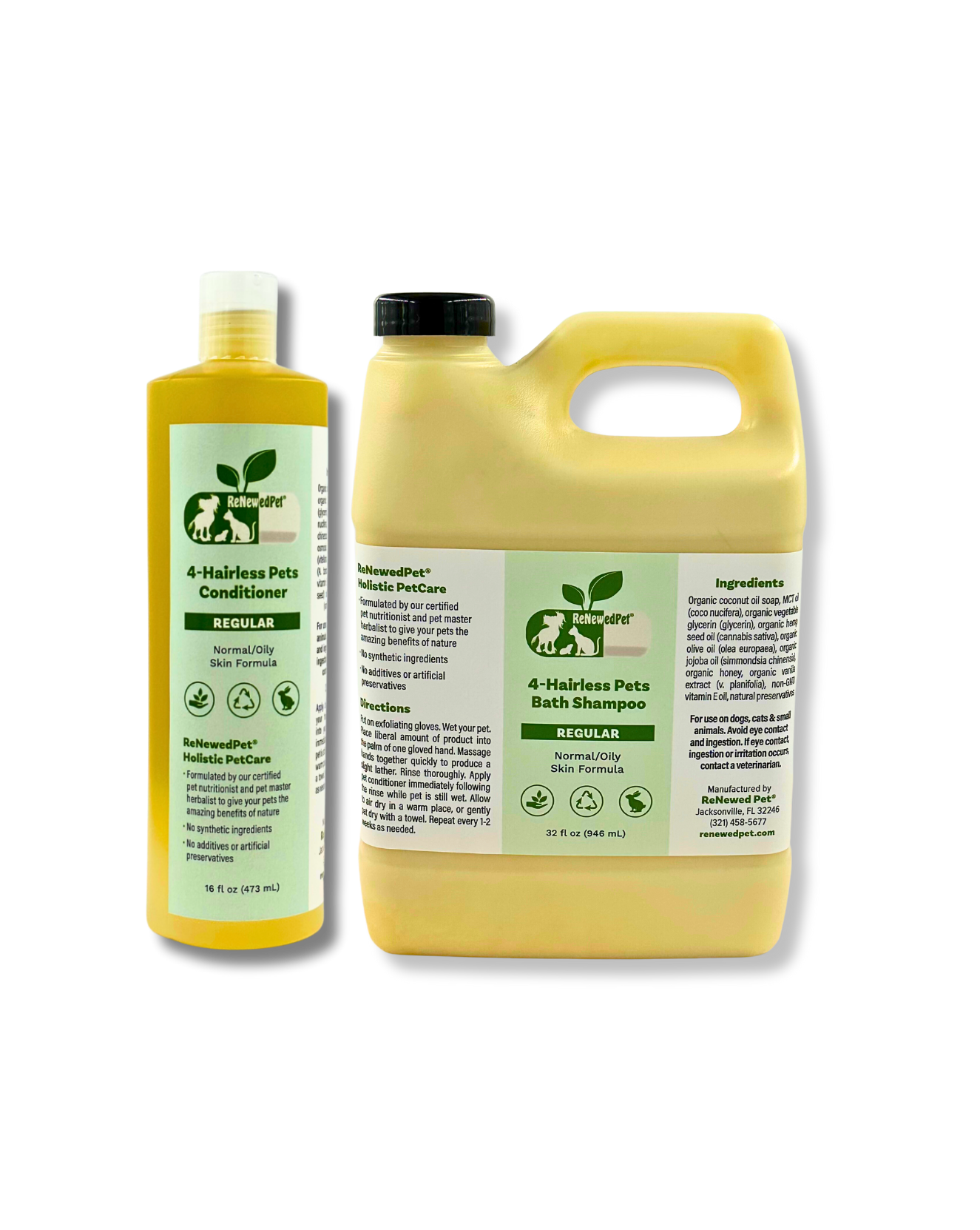 4-HAIRLESLES PETS PETS SHAMPOOING ET APRÈS-SHAMPOOING RÉGULIERS