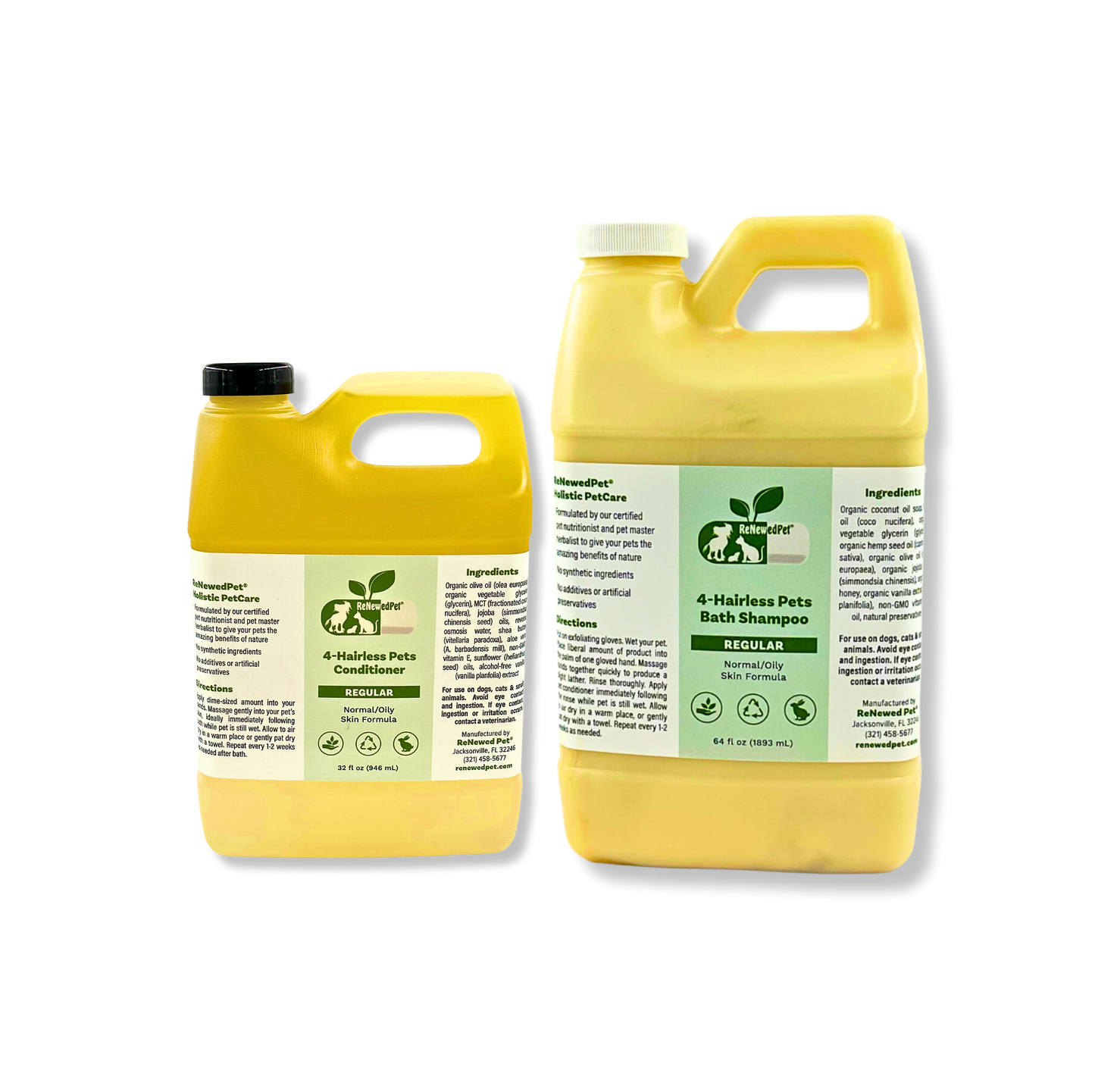 4-HAIRLESLES PETS PETS SHAMPOOING ET APRÈS-SHAMPOOING RÉGULIERS