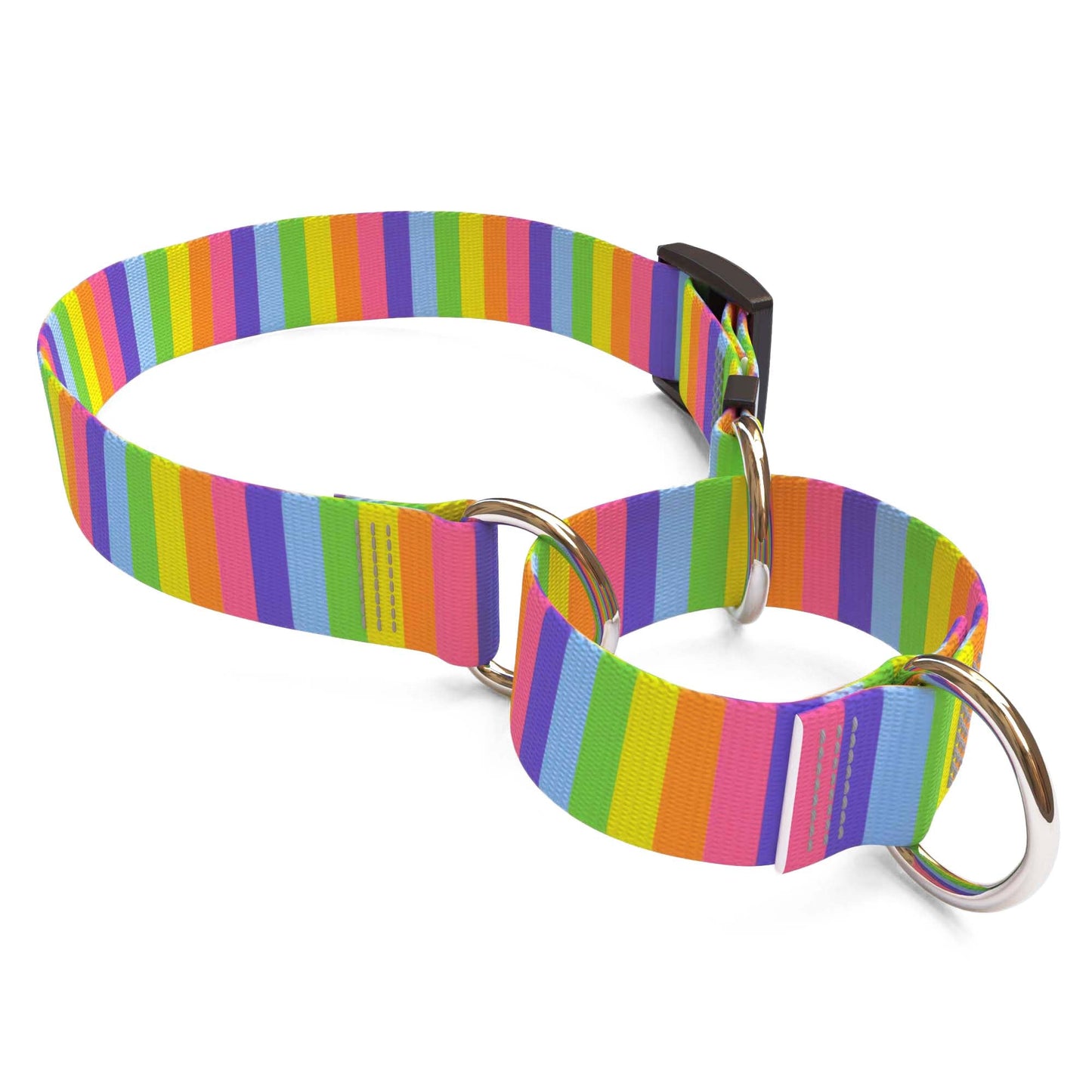 Collar para perro con rayas arcoíris