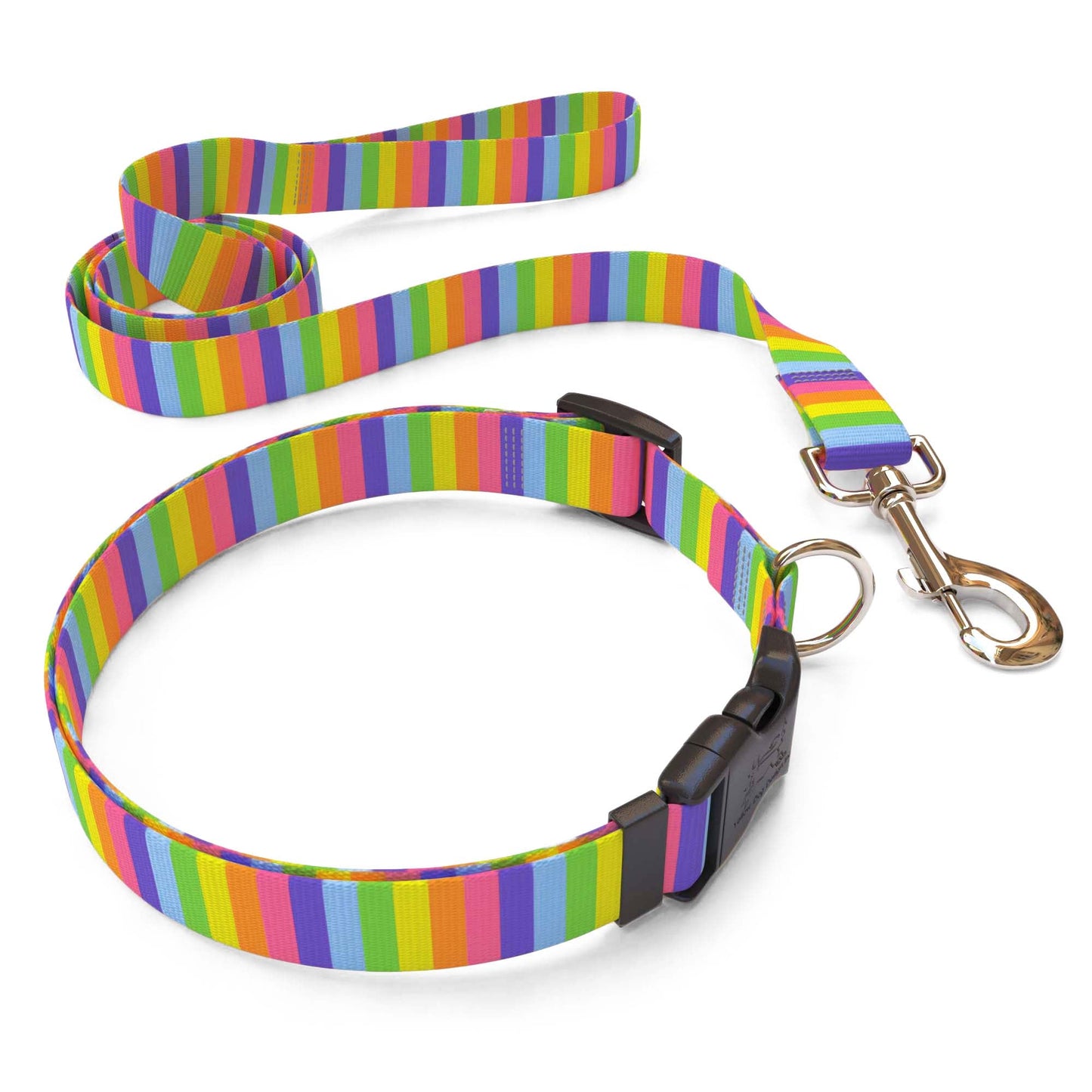 Collar para perro con rayas arcoíris
