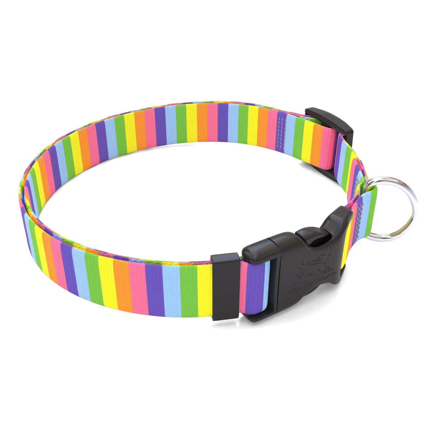 Collar para perro con rayas arcoíris