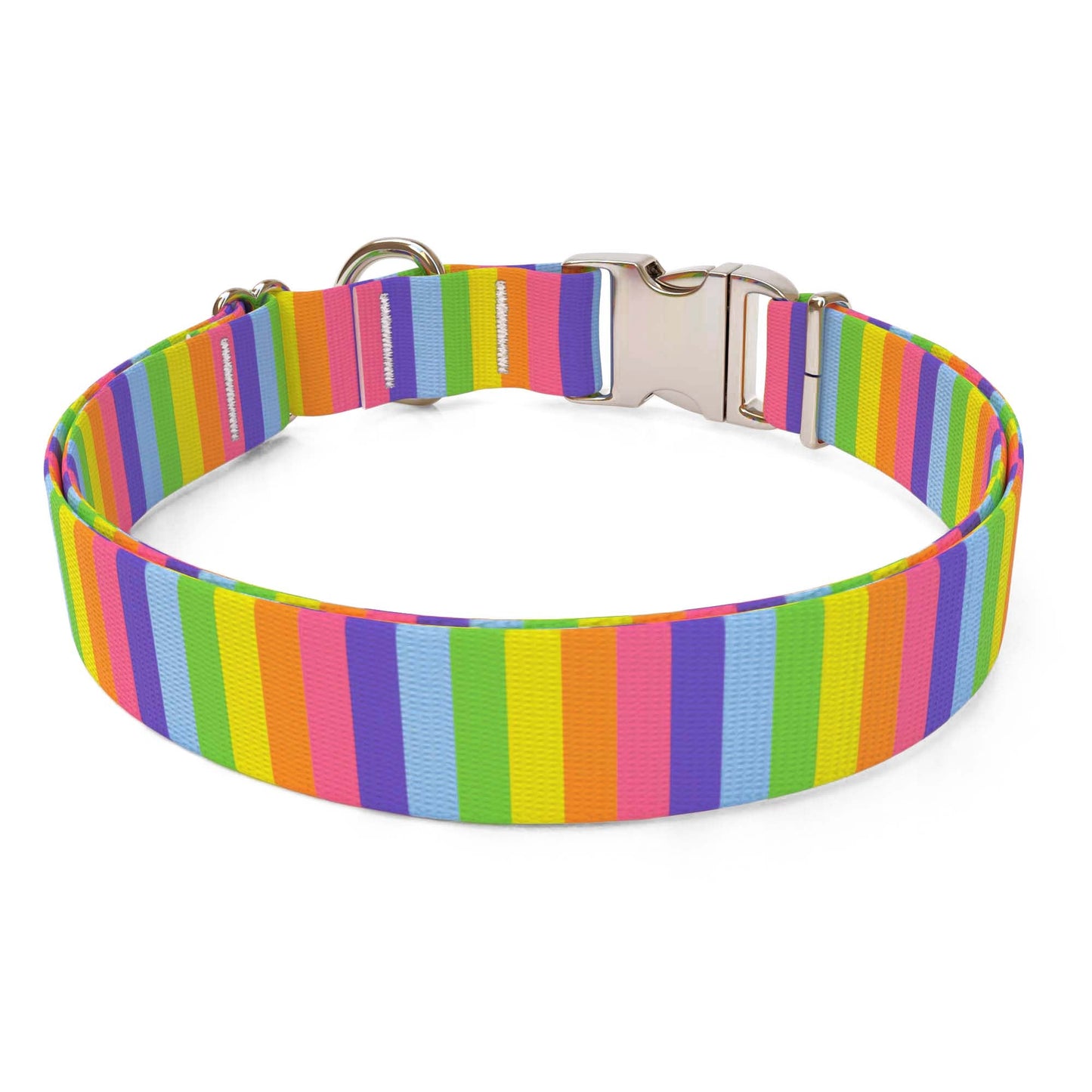 Collar para perro con rayas arcoíris
