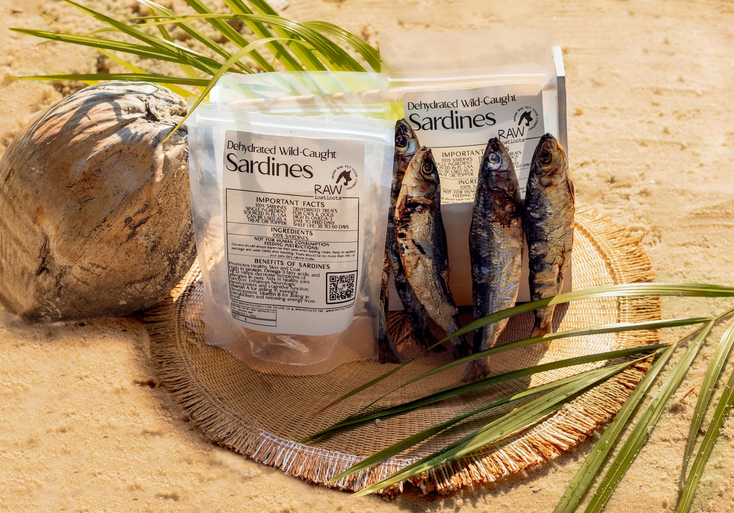 Sardines sauvages déshydratées pour chats et chiens — 100 % ingrédient unique | Raw Instincts Florida | Quantité : 5 poissons